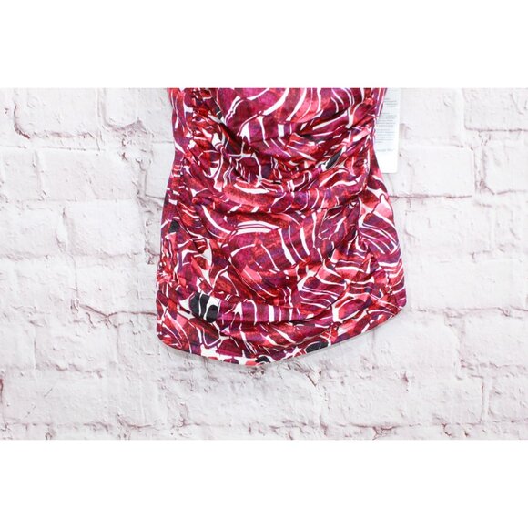 L.L. Bean Mix Match Swimwear Squareneck Tankini Red Geometric Print 6 - Picture 3 of 10